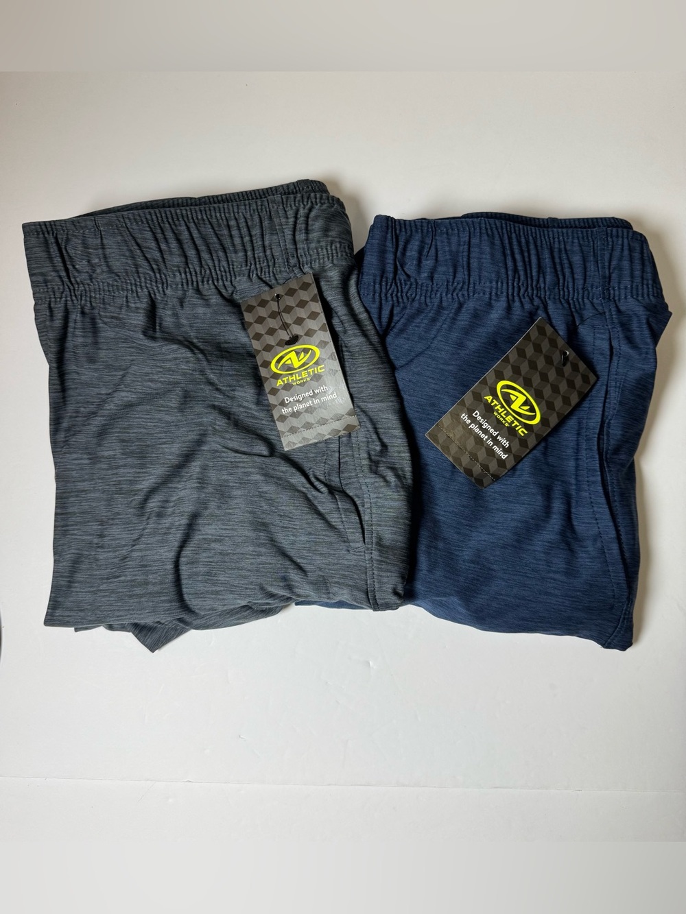 2 Athletic Works Men’s Jersey Knit Shorts, 9” Inseam Blue & Gray Size 2XL